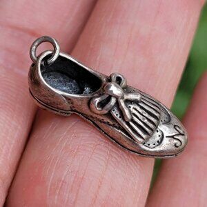 925 sterling silver designer bow fancy shoe bracelet charm
